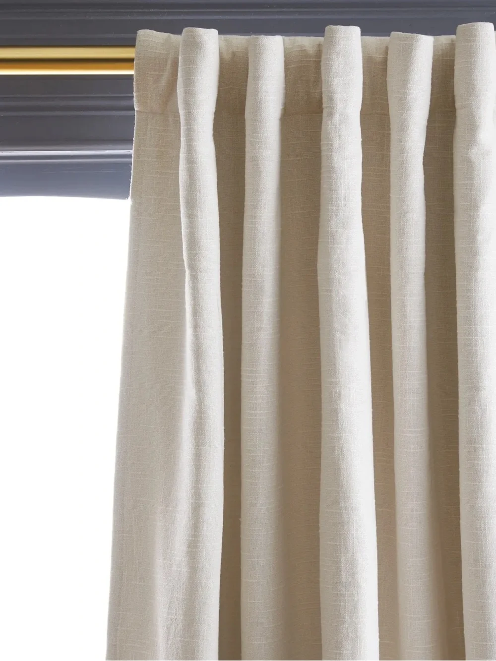QUINCE Set Of 2 48x84 Cotton Slub Room Darkening Curtains Natural 1097